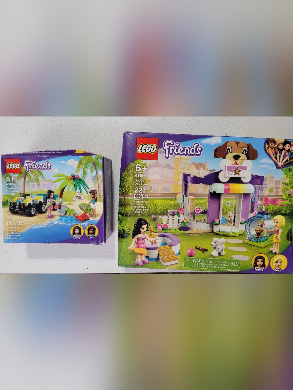 New Lego Friends 41691 Doggy Day Care & 41697 TURTLE PROTECTION VEHICLE EMMA LAY